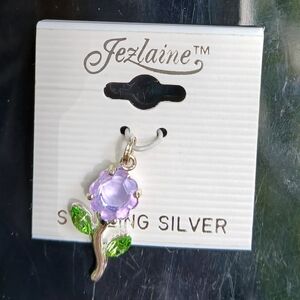 NWT Jezlaine  Sterling Silver Purple and Green  Pendant Or Charm